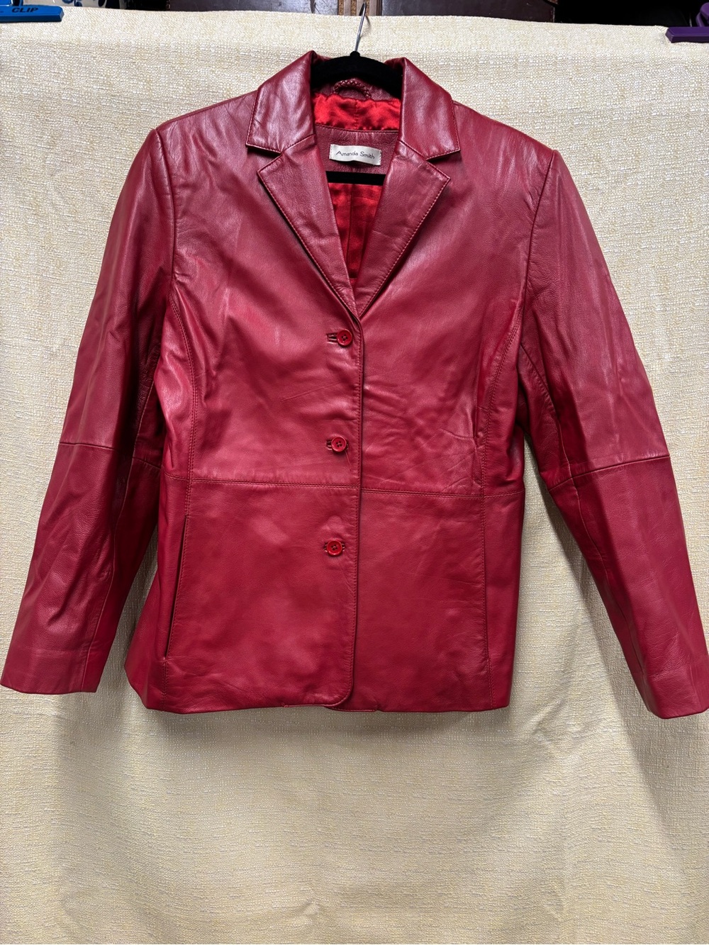 Amanda Smith Red Leather Blazer Jacket